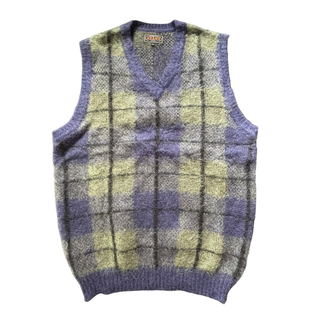 BEAMS LARGE MOHAIR BLEND SWEATER VEST LARGE